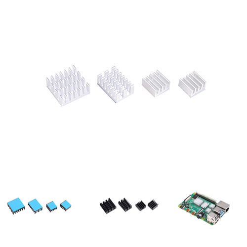 Raspberry Pi 4 Heatsink Black Silver Set (4pcs) China Wholesale 7 2 2
